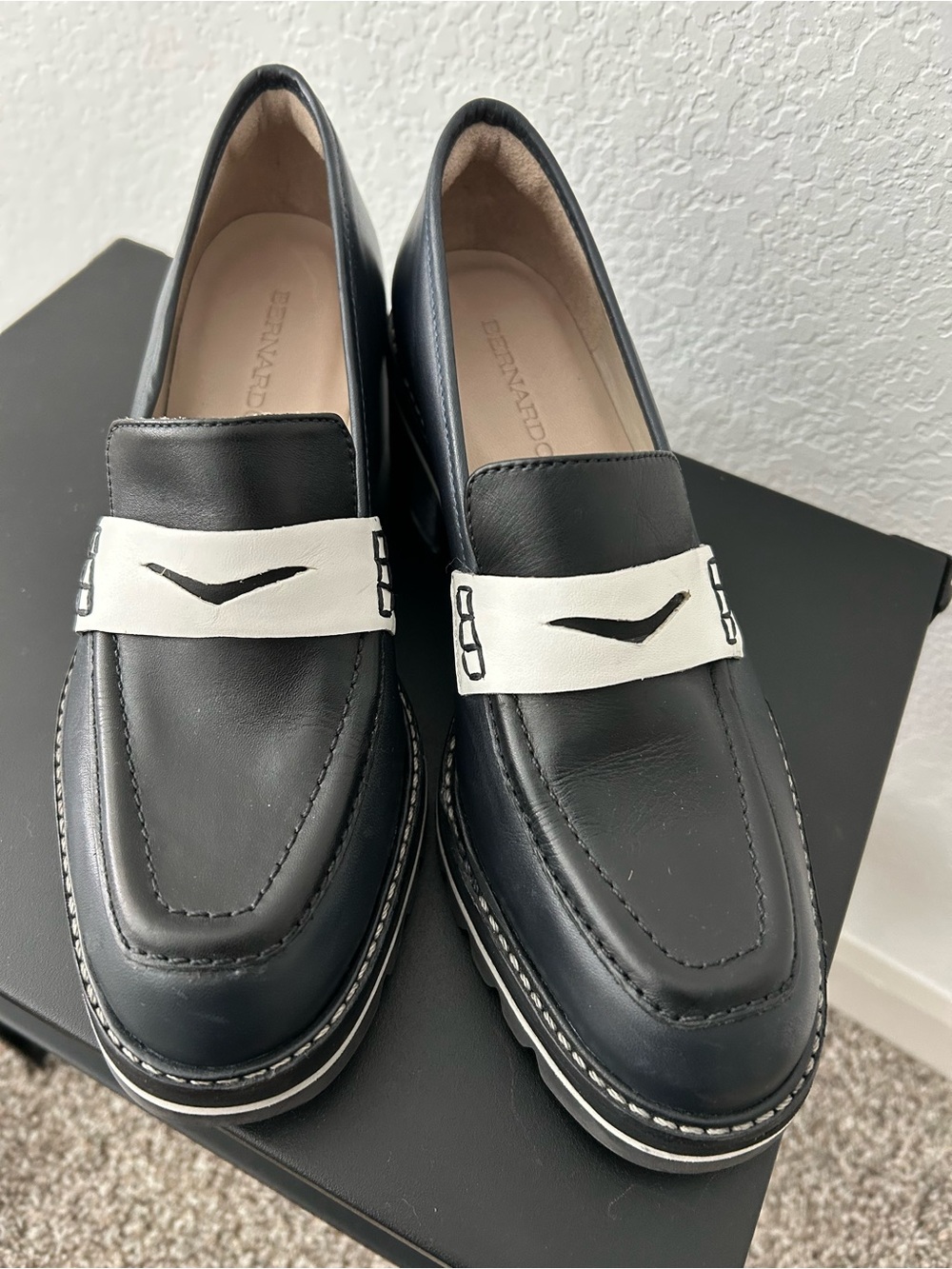 Bernardo Selma Lug Sole Leather Loafers